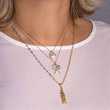 Turkuaz Taşlı Ataç Balık Kolye