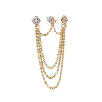 Üç Taş Zincirli Küpe (Tekli)