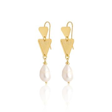 Üçgen Detaylı İthal İnci Küpe