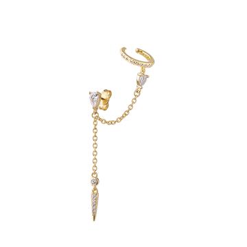 Üçgen Taşlı Zincirli Cuff Küpe (Tekli)