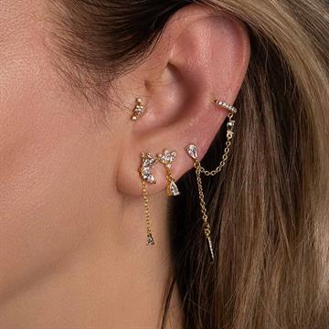 Üçgen Taşlı Zincirli Cuff Küpe (Tekli)
