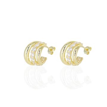 Üçlü Yarım Halka Küpe Gold