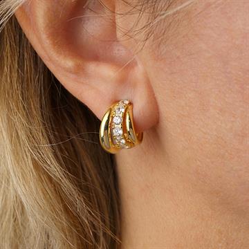 Üçlü Yarım Halka Küpe Gold