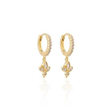 Yaprak Taşlı Halka Küpe