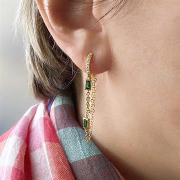 Yeşil Baget Zincir Halka Küpe