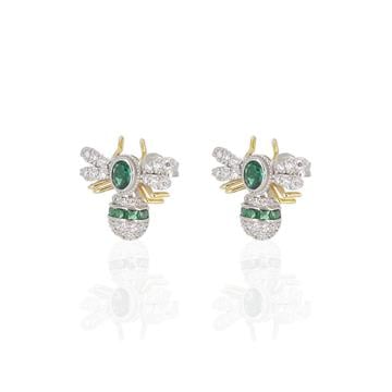 Yeşil Taşlı Arı Küpe