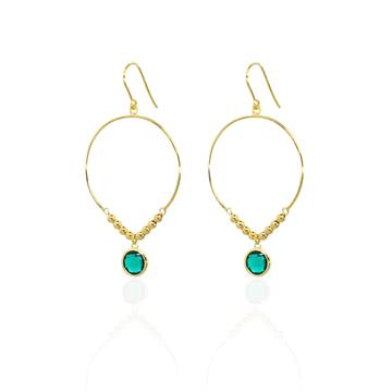 Yeşil Taşlı Büyük Halka Küpe