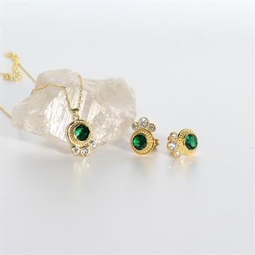 Yeşil Taşlı Carmin Küpe