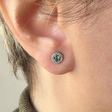 Yeşil Taşlı Mini Küpe