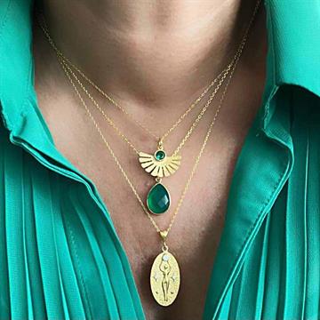 Yeşil Taşlı Yelpaze Kolye