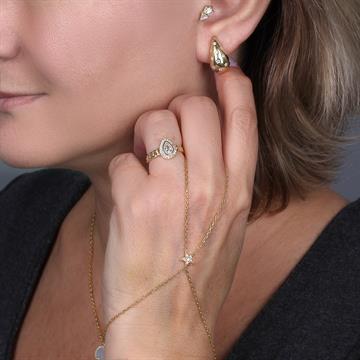 Yıldız Taşlı Mini Bottega Küpe Gold