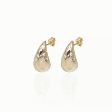 Yıldız Taşlı Mini Bottega Küpe Gold