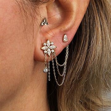 Zincirli Çiçek Küpe (Tekli)