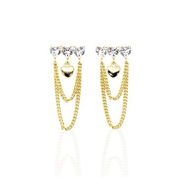 Zincirli Trio Kalp Taş Küpe