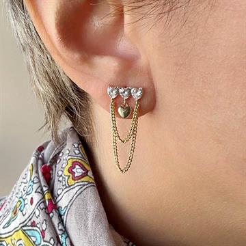 Zincirli Trio Kalp Taş Küpe