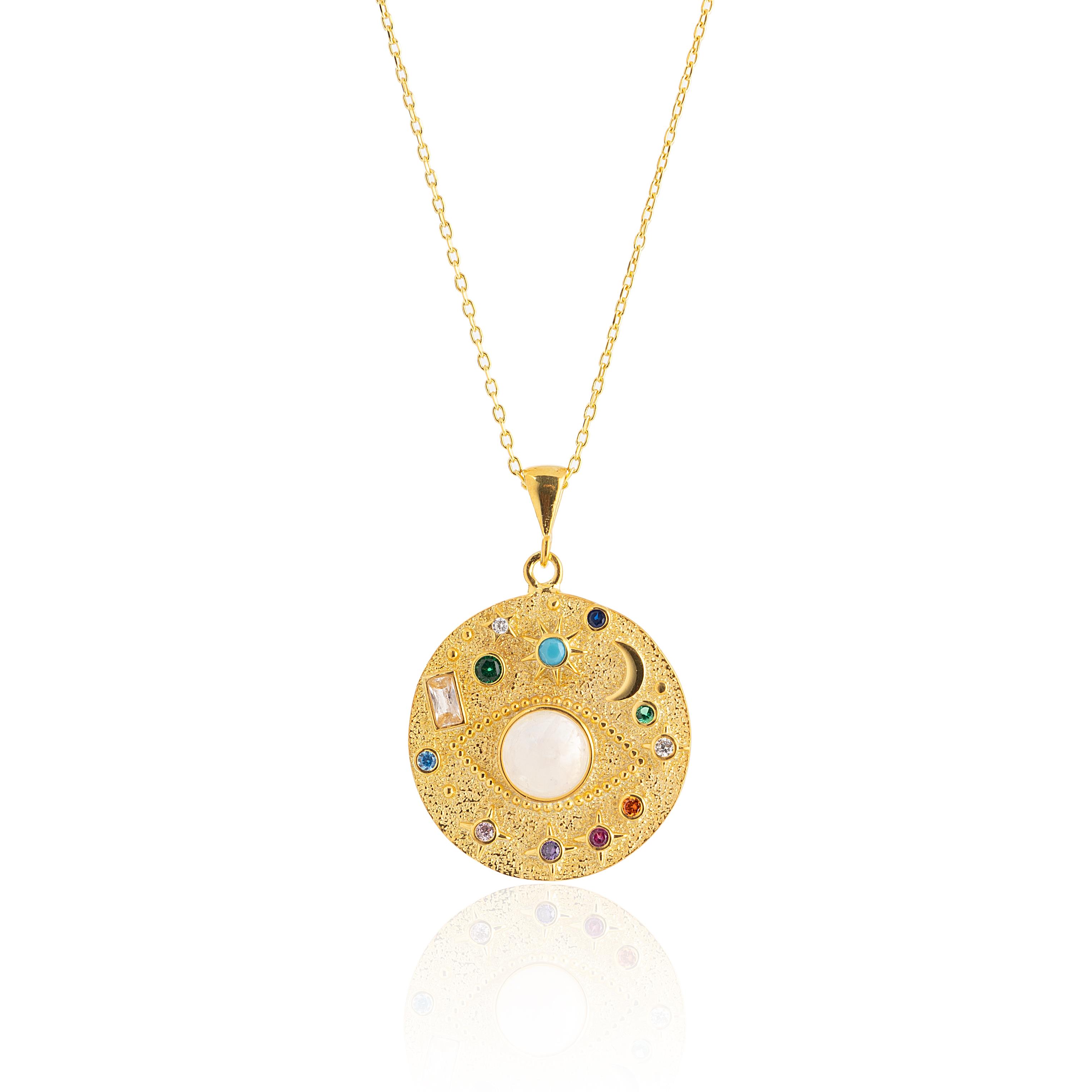 Ay Taşı Galaksi Kolye Gold