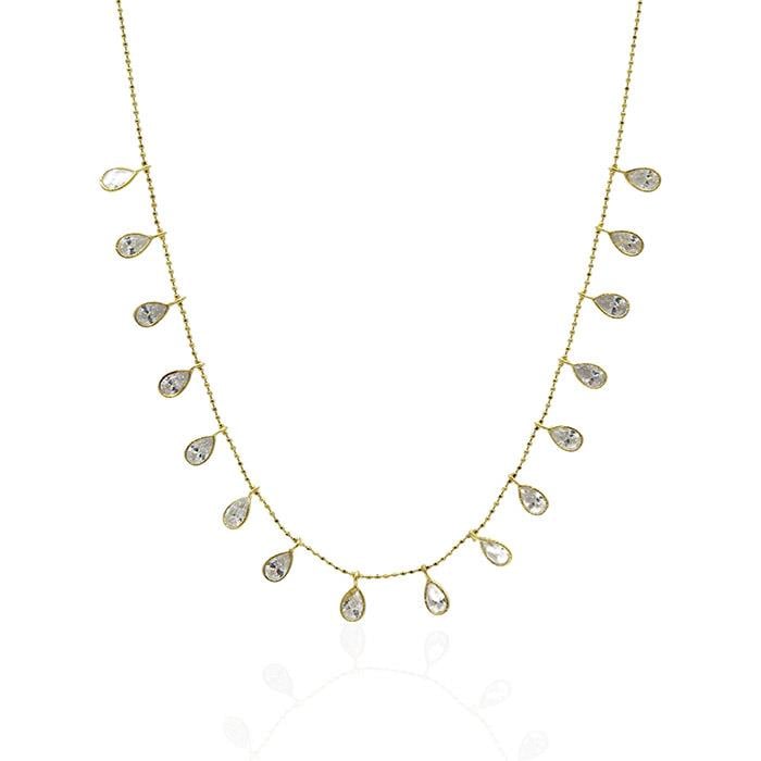 Beyaz Damla Taşlı Kolye