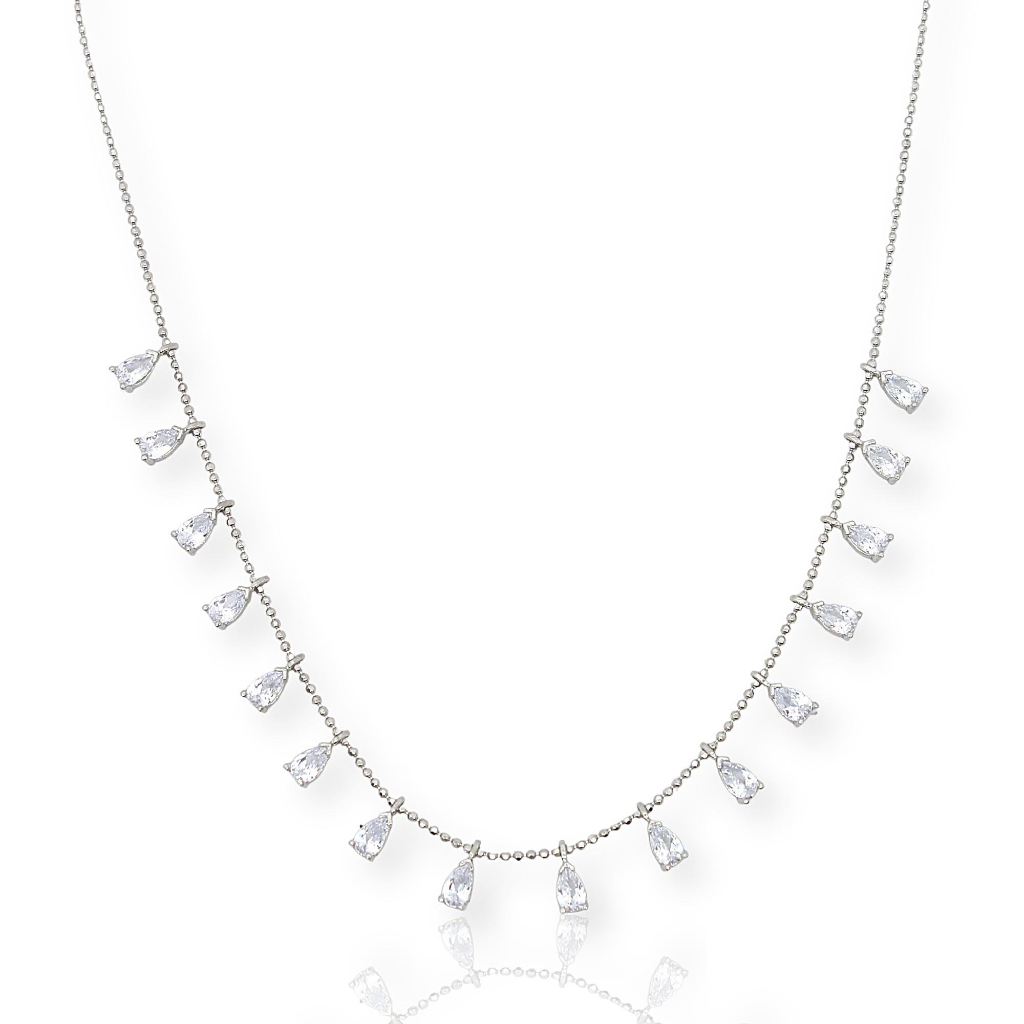 Beyaz Damla Taşlı Kolye