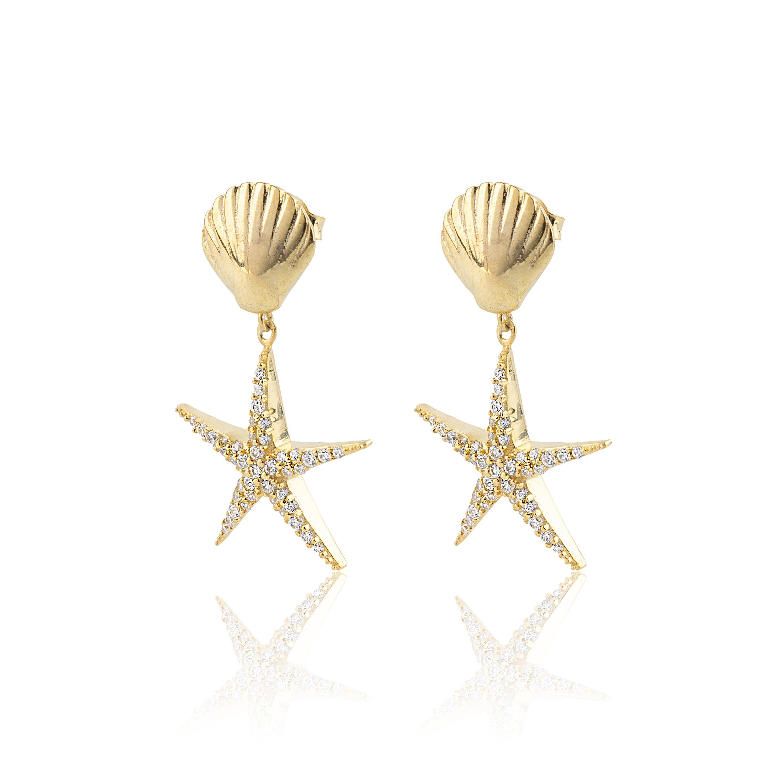 Deniz Yıldızı İstiridye Küpe