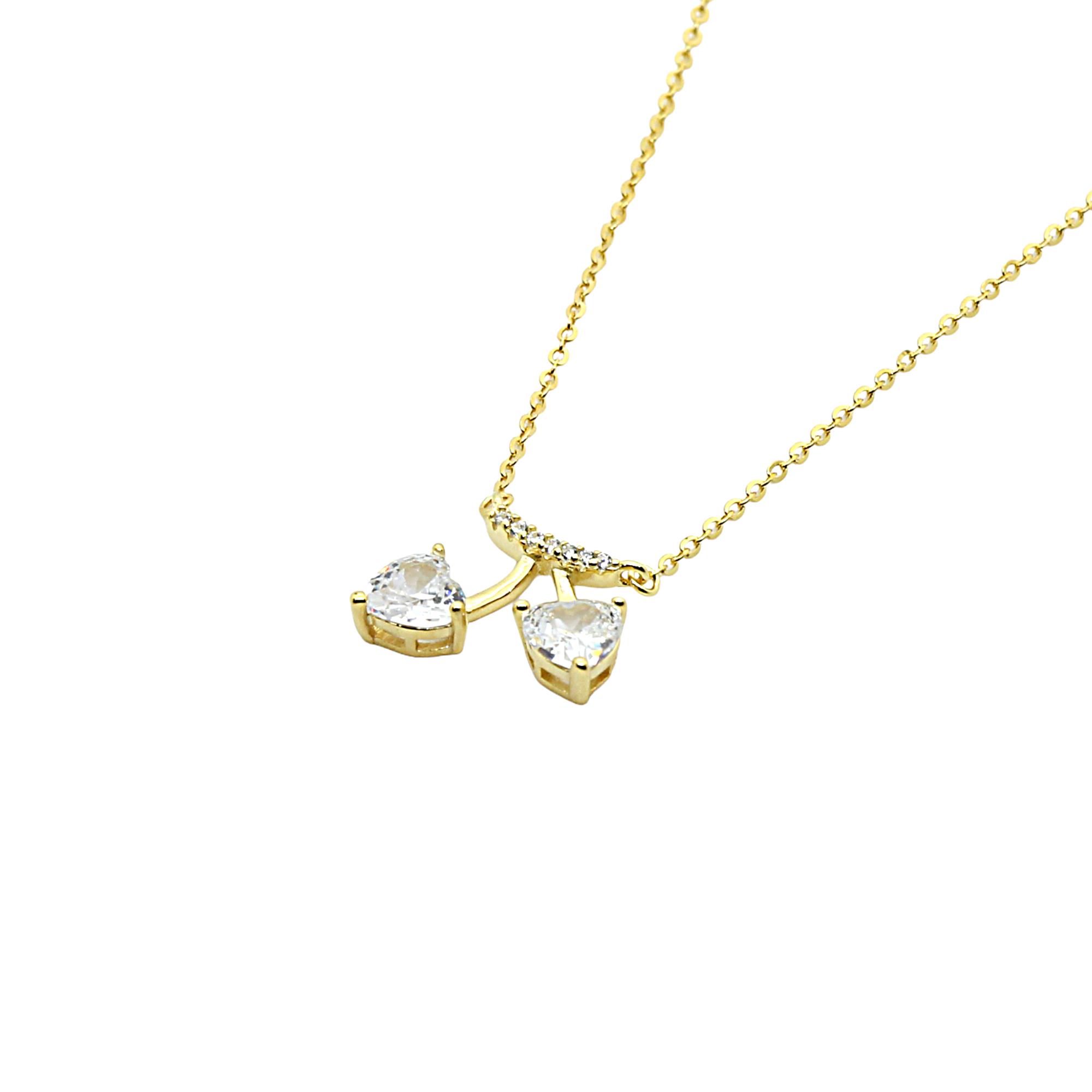 İkili Salkım Kalp Kolye