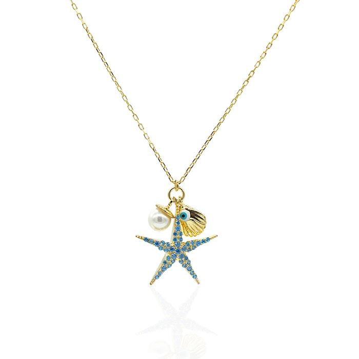 İncili Deniz Yıldızı Kolye