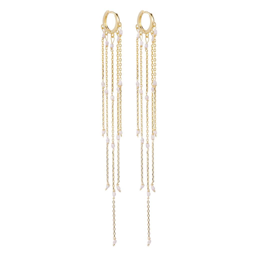 İncili Uzun Zincir Küpe