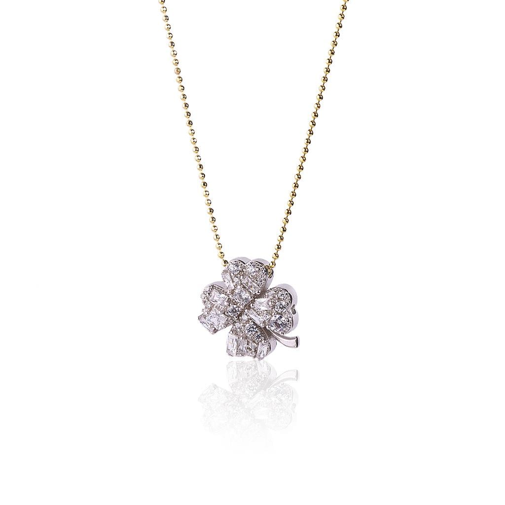 Kırık Baget Gold Yonca Kolye