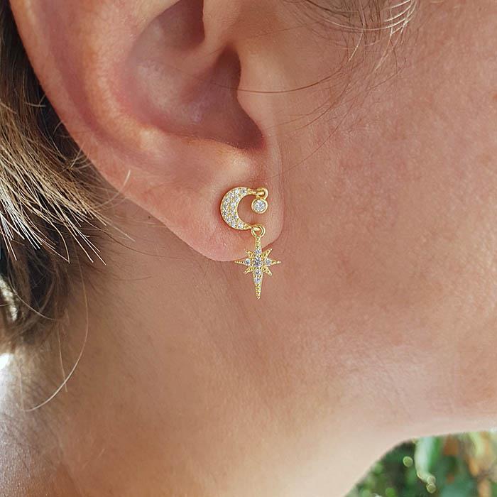 Kutup Yıldızı Ay Küpe