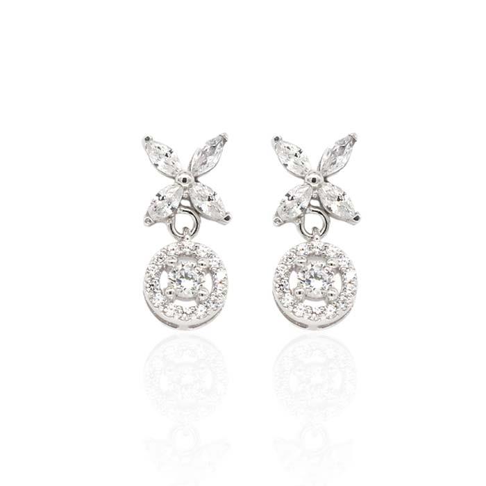 Markiz Taşlı Mini Yuvarlak Küpe