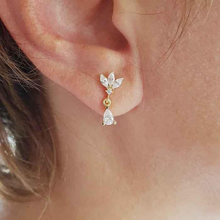 Markiz Taşlı Taç Küpe