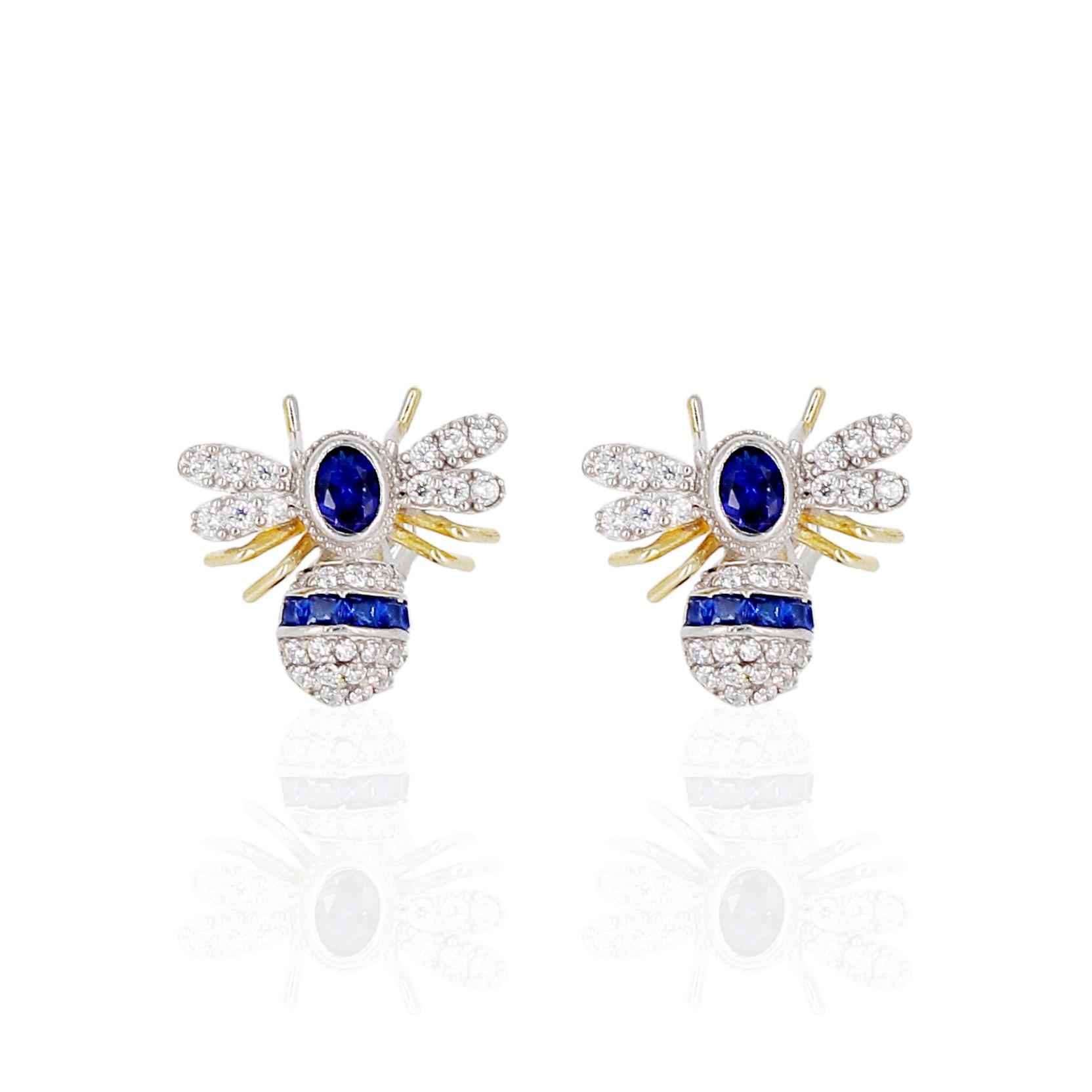 Mavi Taşlı Arı Küpe