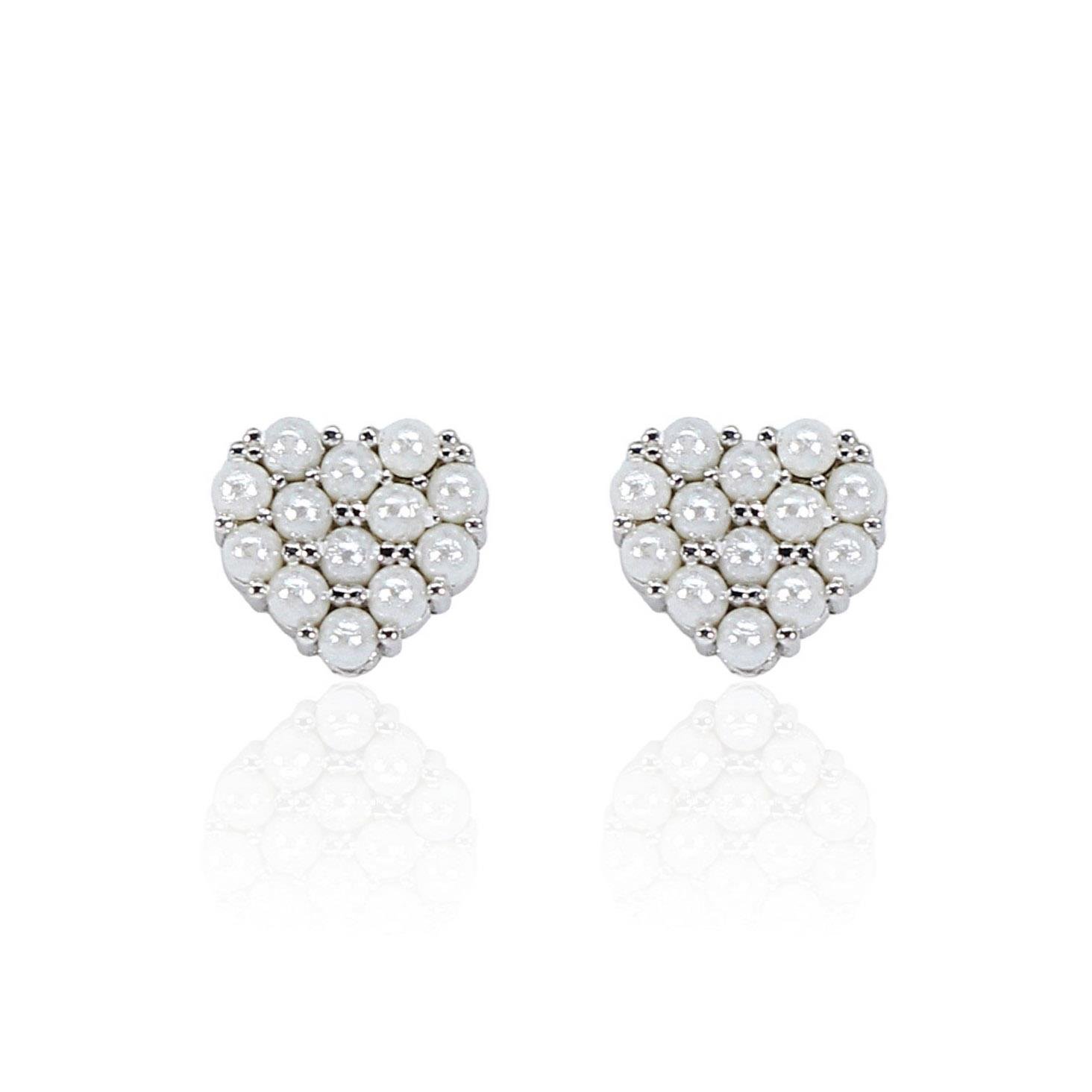 Mini İncili Kalp Küpe