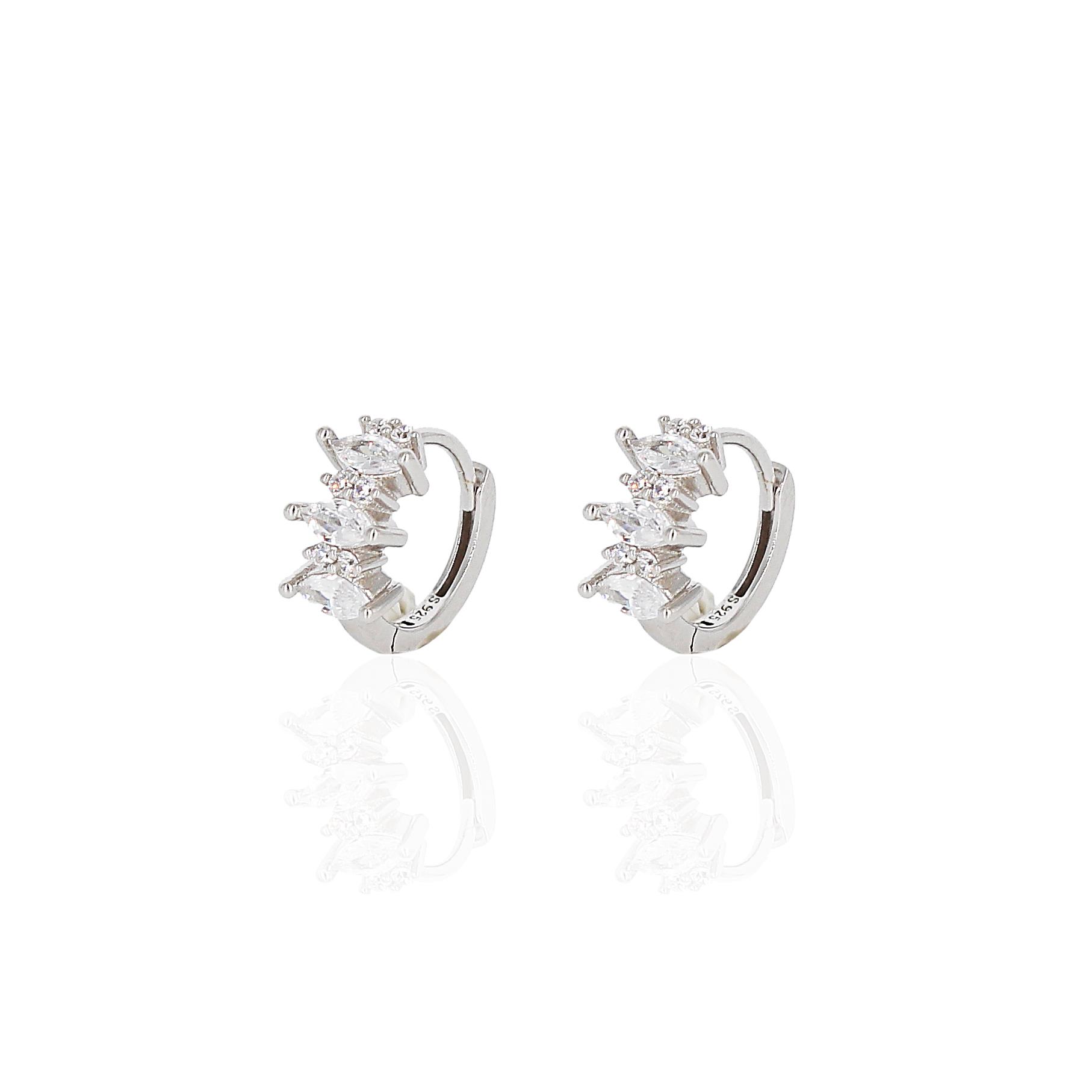 Mini Oval Taşlı Halka Küpe