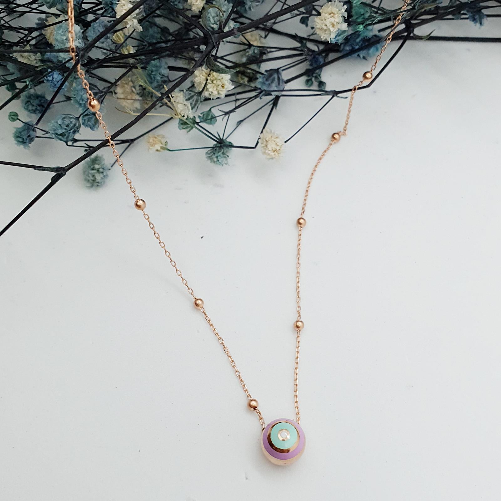 Pastel Renk Mineli Mini Küre Kolye