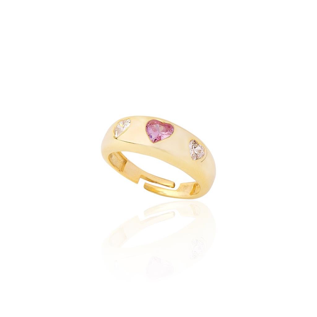 Pembe Kalp Taşlı Yüzük