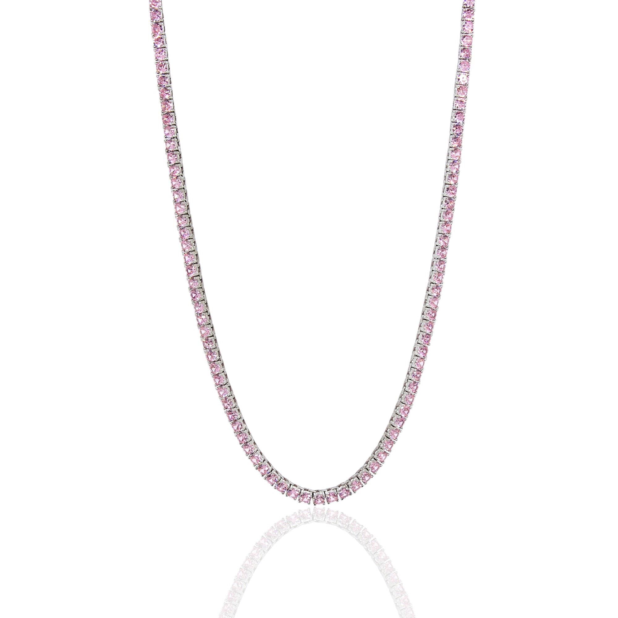 Pembe Taşlı 3 mm Su Yolu Kolye