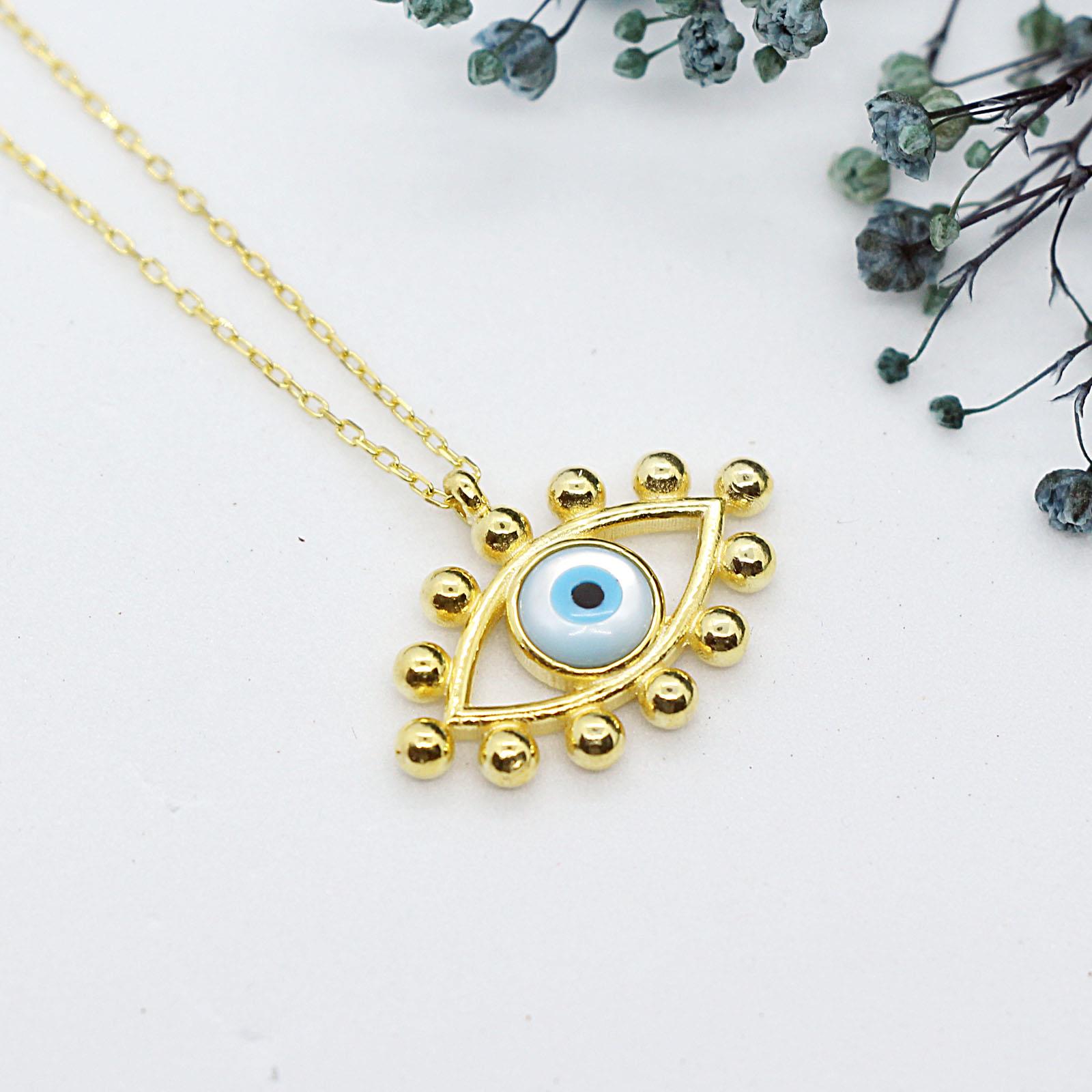 Sarı Toplu Göz Kolye