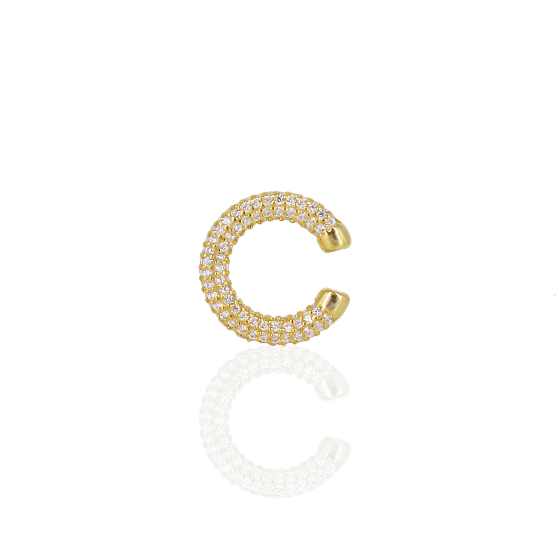 Taşlı Cuff Küpe Gold