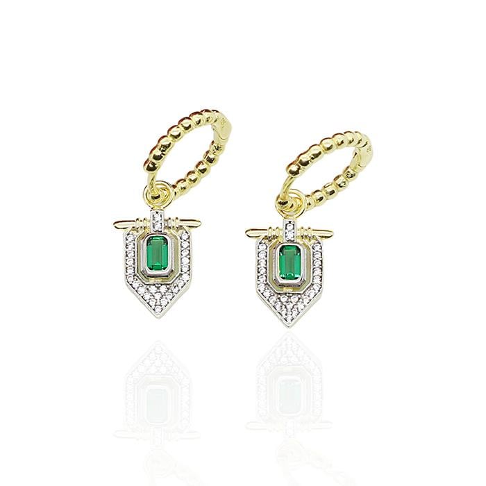 Yeşil Baget Taşlı Üçgen Küpe