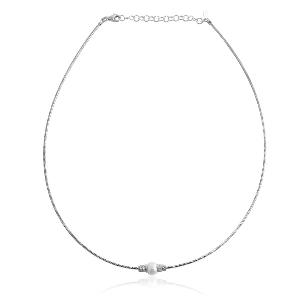 Zirkon Taşlı İnci Kolye