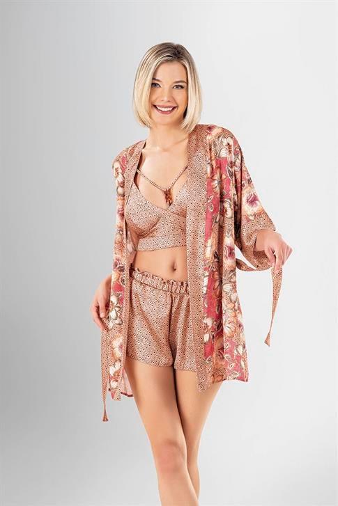 Aria's Closet 3'lü Şort Takımı Desenli