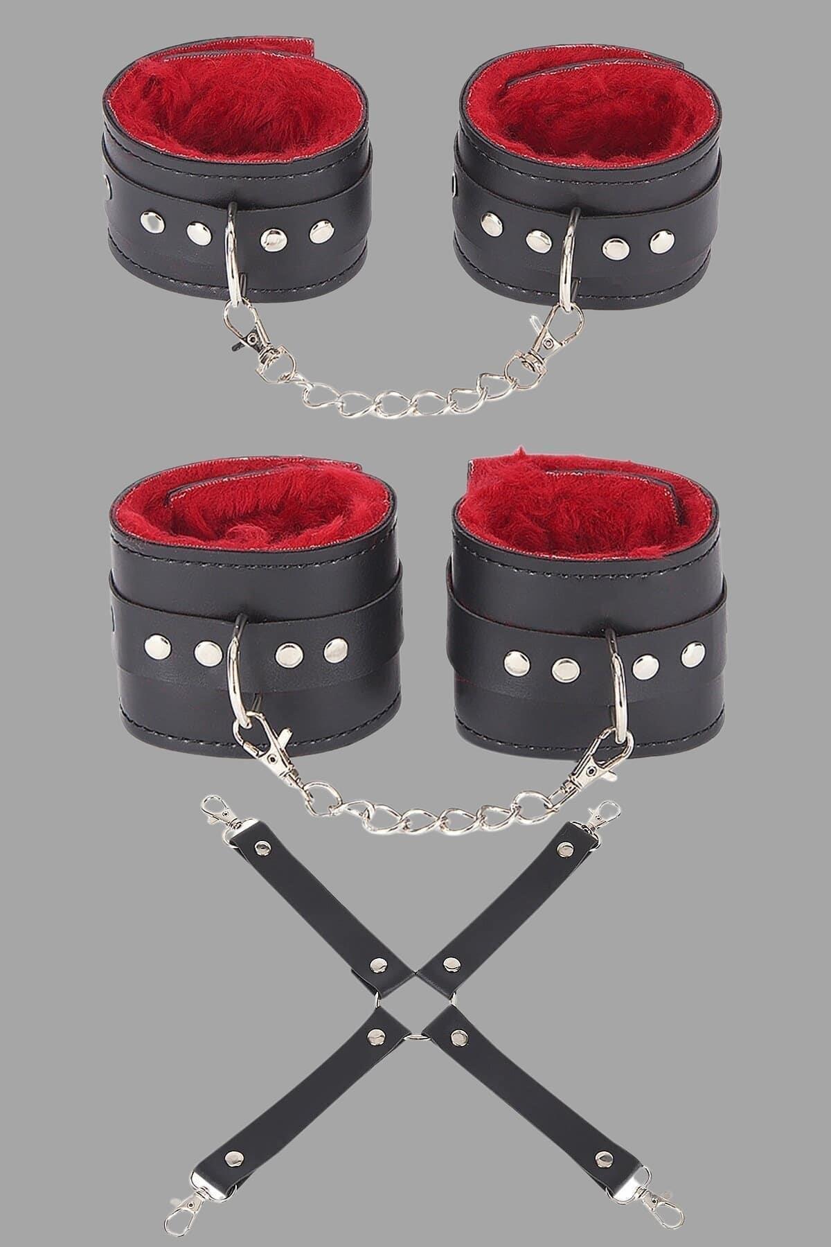 Aria's Closet Siyah Kırmızı Harness Fantezi Aksesuar Set