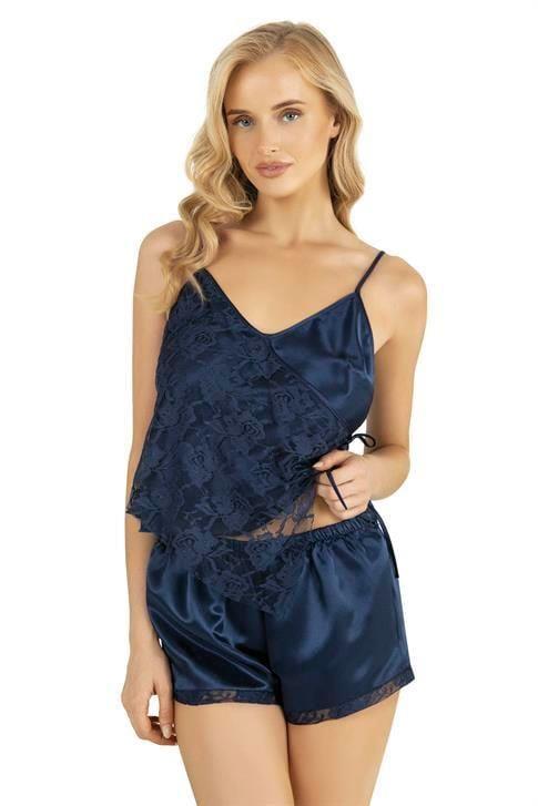 Primoda Lacivert Saten Şort Takımı 9204