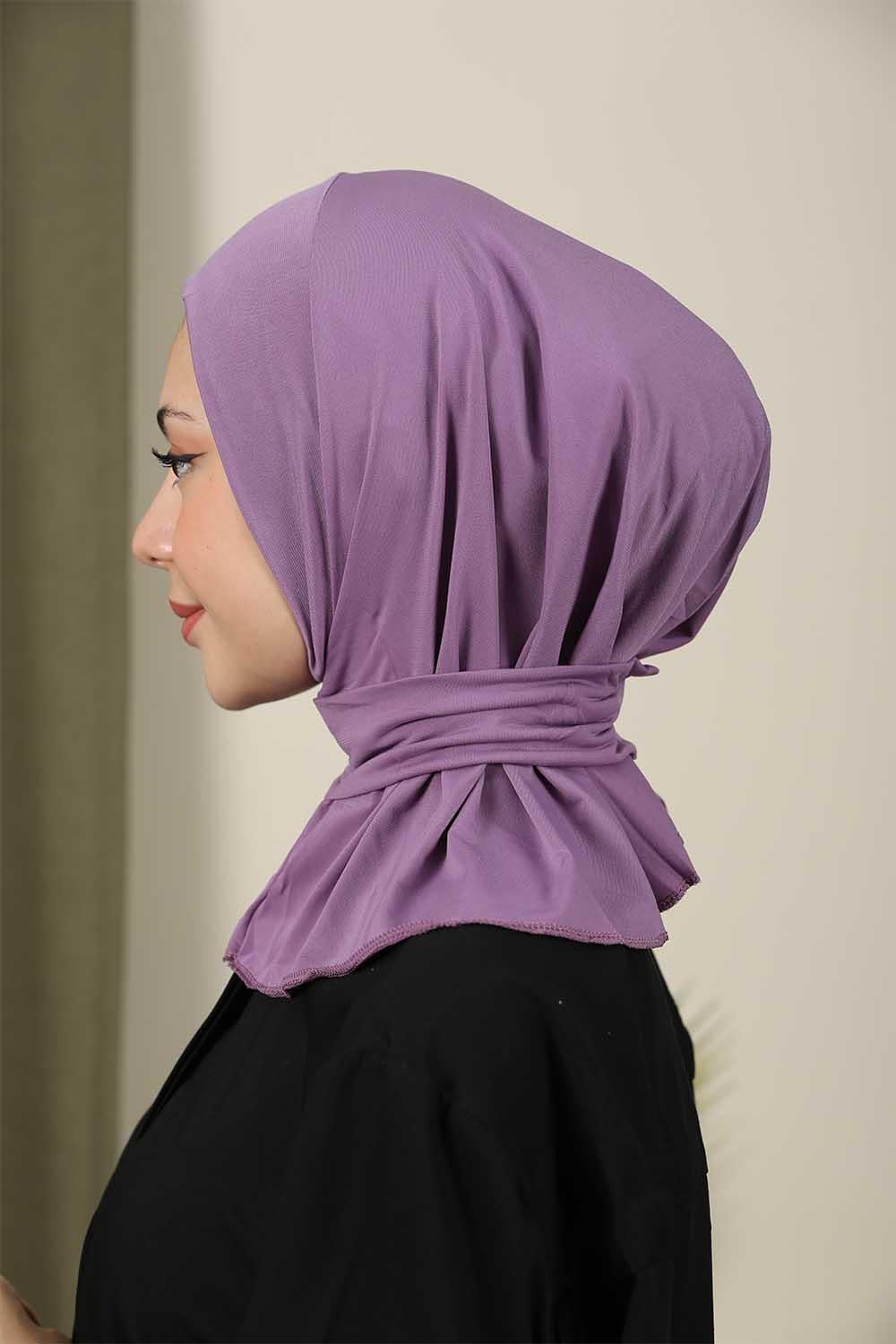 Çıtçıtlı Hijab Bone Mürdüm