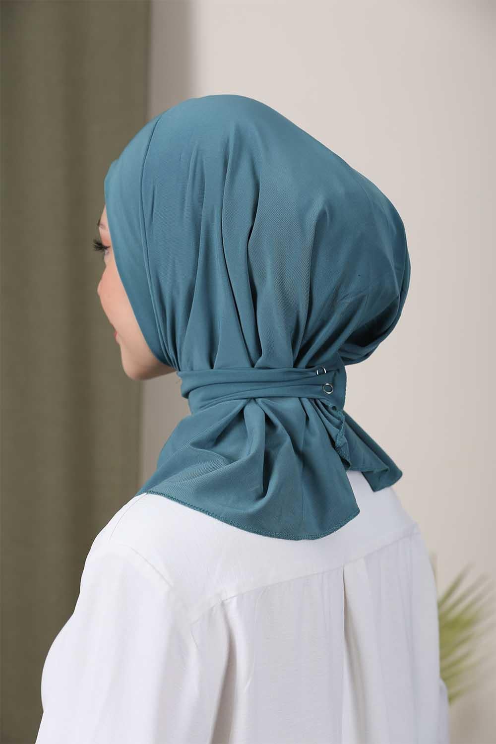 Çıtçıtlı Hijab Bone Petrol Mavisi