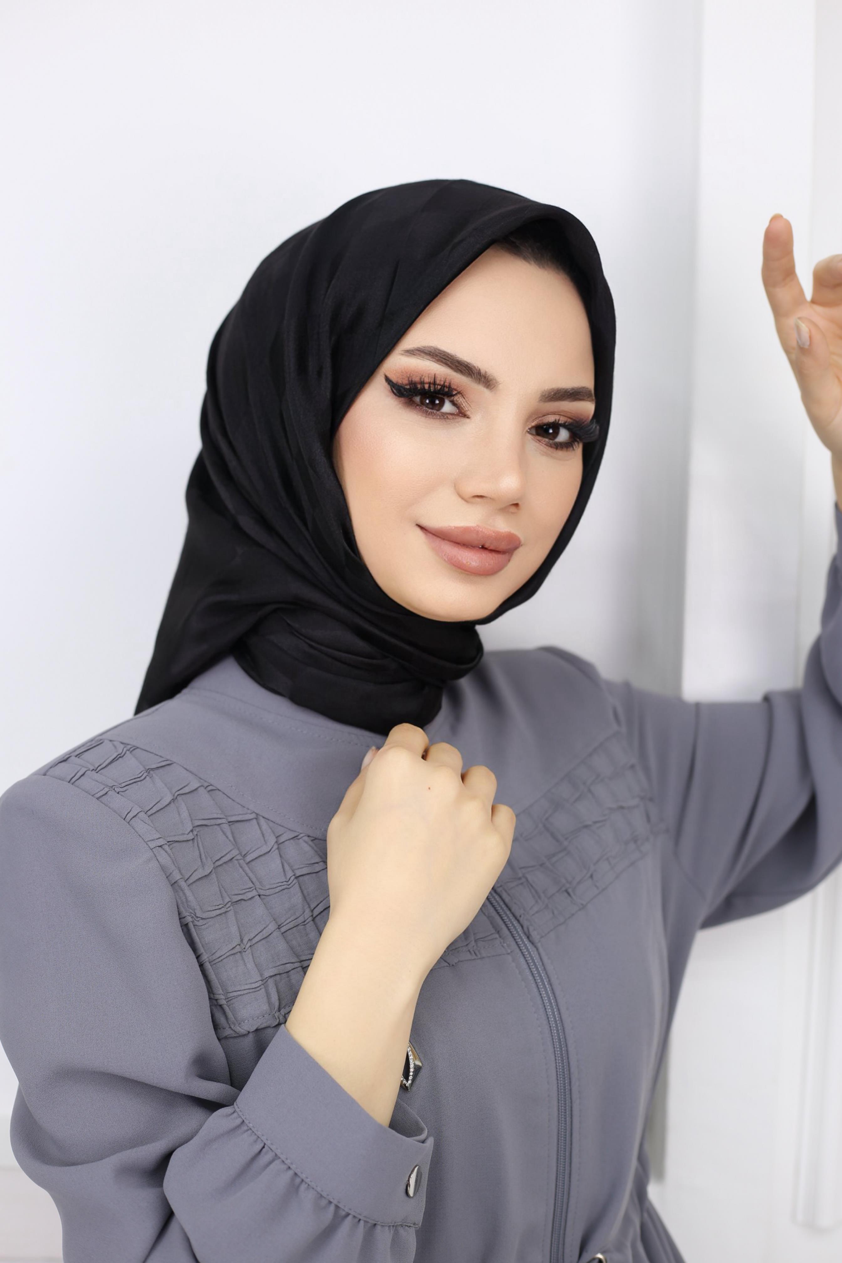 dama desen eşarp siyah