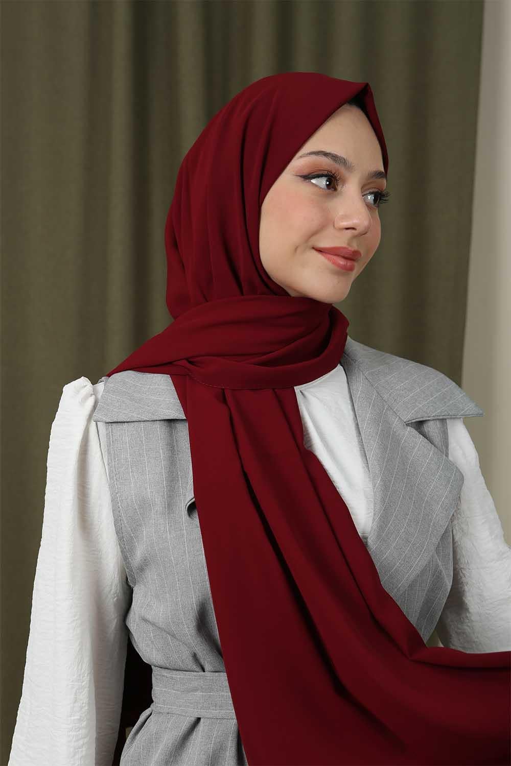 Lüks Medine İpek Şal Bordo