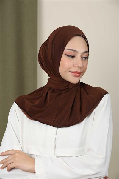 Çıtçıtlı Hijab Bone Acı Kahve