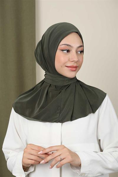 Çıtçıtlı Hijab Bone Asker Yeşili