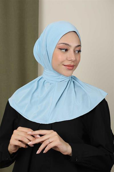 Çıtçıtlı Hijab Bone Buz Mavisi